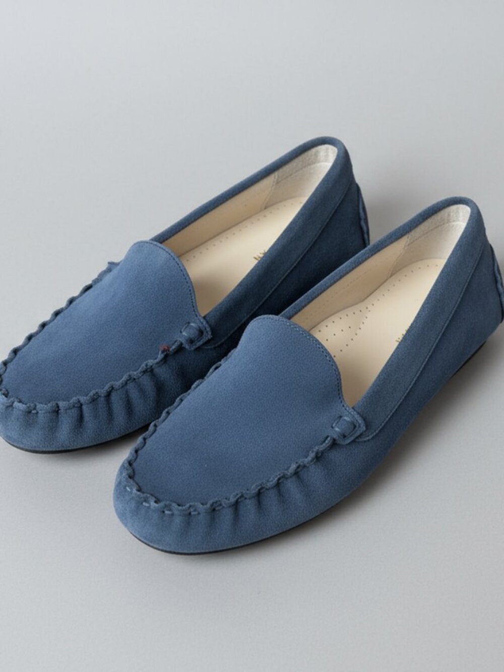 Cole Haan blue suede Evelyn Driver moccasins, size 8, NEW IN BOX!